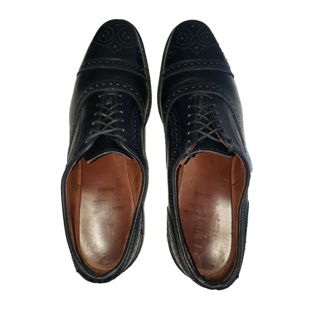 Allen Edmonds Strand Men's Size 10.5 B Black Leather Brogue Oxford Dress Shoes